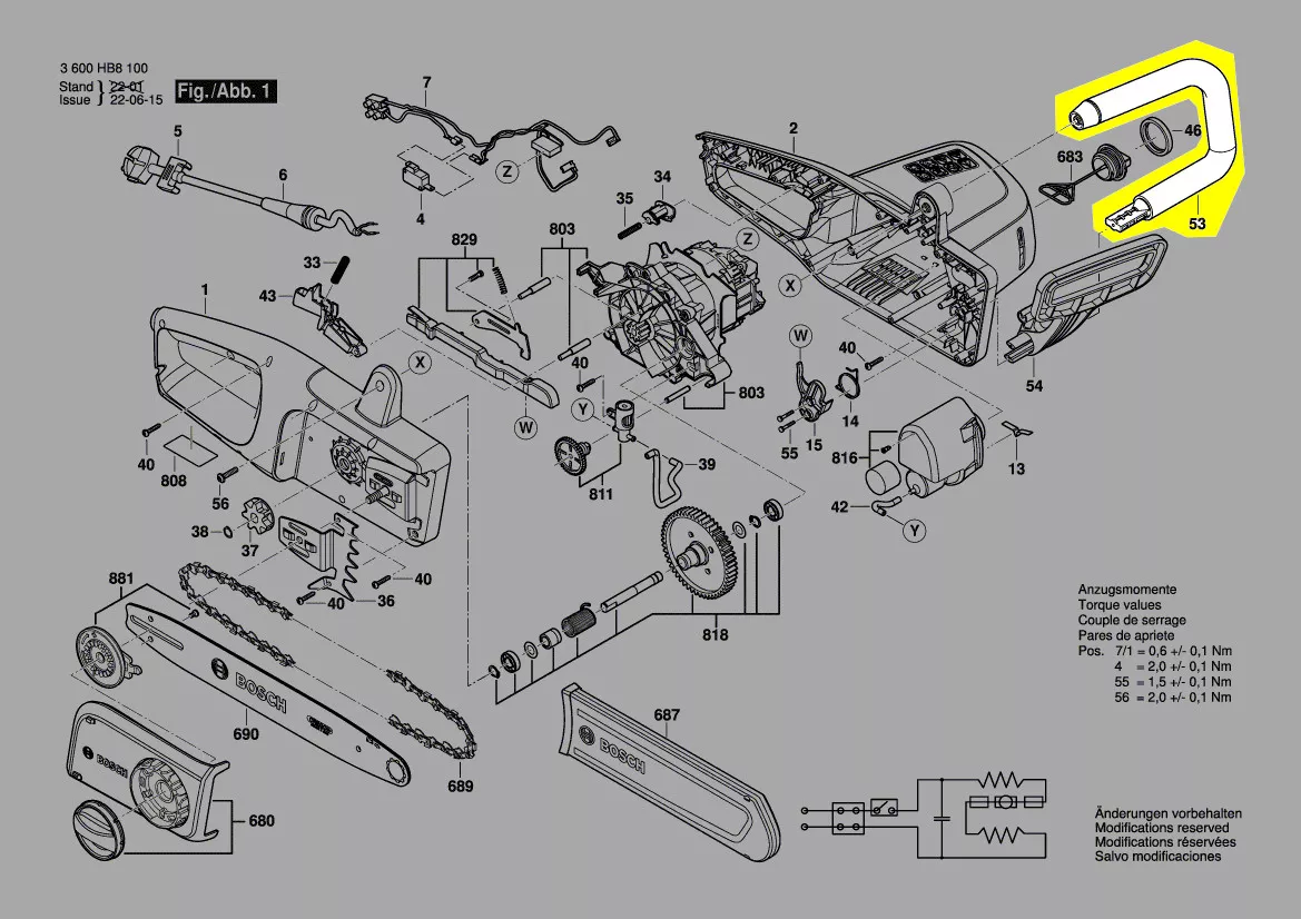 poignée avant réf. 1 605 132 17Y Bosch